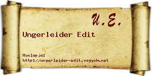 Ungerleider Edit névjegykártya